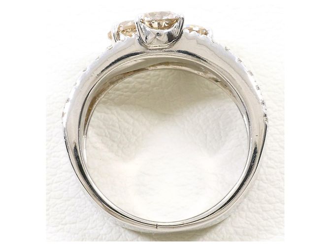 Autre Marque Anillo alianza en oro blanco 18K con diamantes marrones Dorado - vista 3