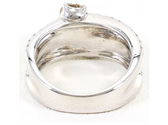 Autre Marque Anillo alianza en oro blanco 18K con diamantes marrones Dorado - vista 4