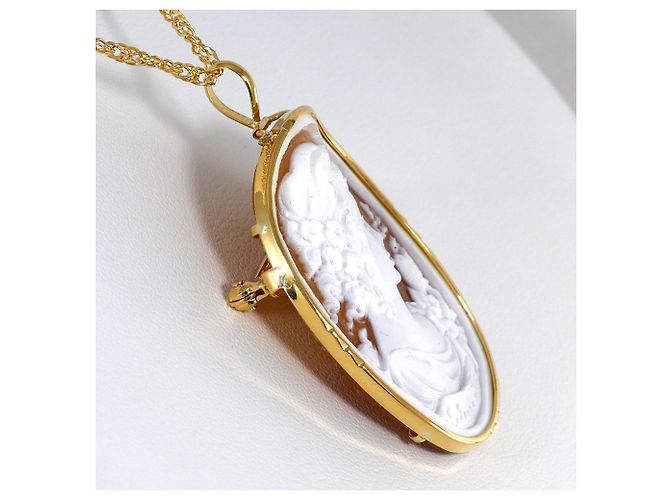 Autre Marque Collana in oro giallo 18K con cammeo in conchiglia D'oro - vista 2