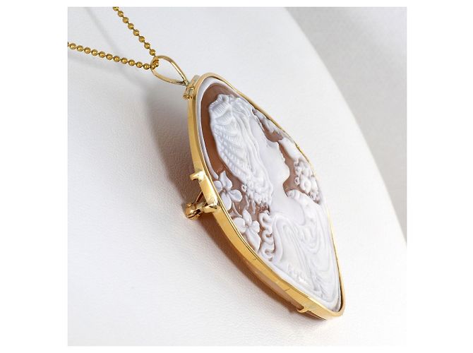 Autre Marque Collar de oro amarillo 18K con camafeo de concha Dorado - vista 2