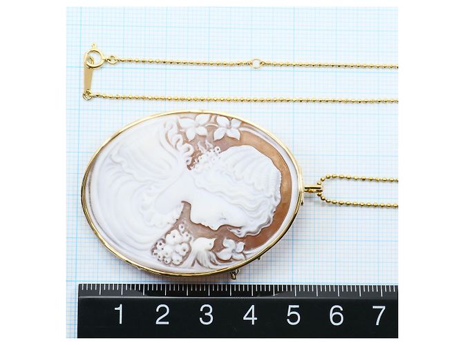Autre Marque Collar de oro amarillo 18K con camafeo de concha Dorado - vista 5