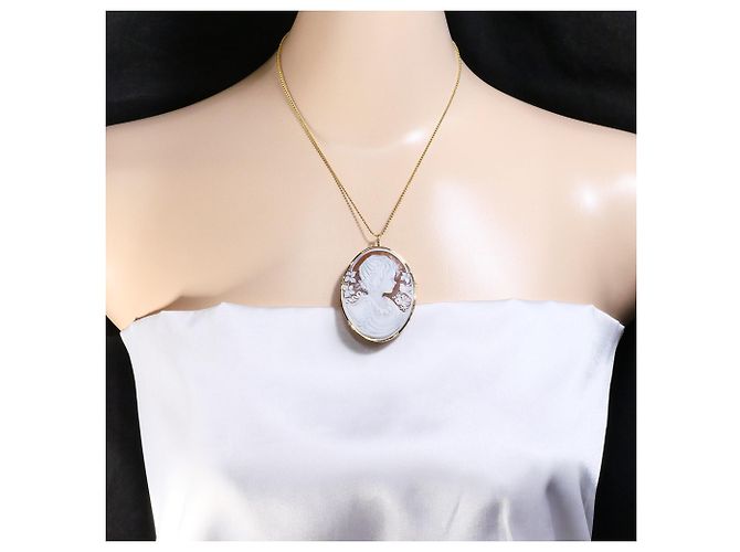 Autre Marque Collar de oro amarillo 18K con camafeo de concha Dorado - vista 6