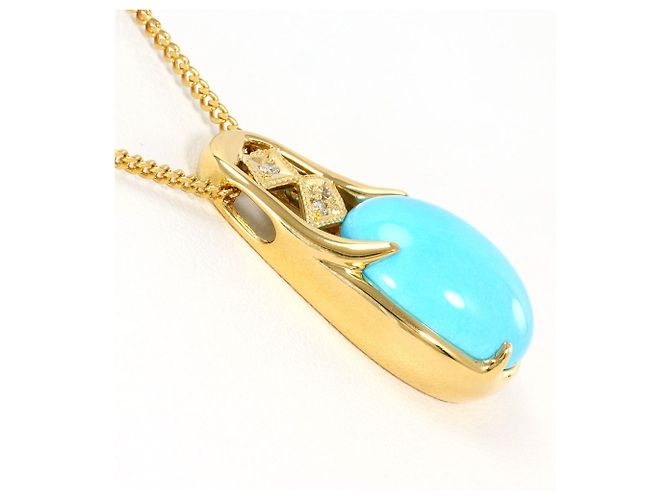 Autre Marque Collana in oro giallo 18K con turchese e diamante D'oro - vista 2