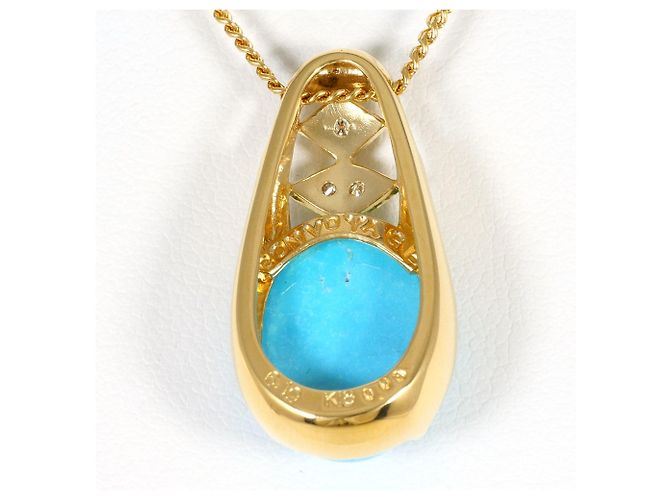 Autre Marque Collana in oro giallo 18K con turchese e diamante D'oro - vista 3
