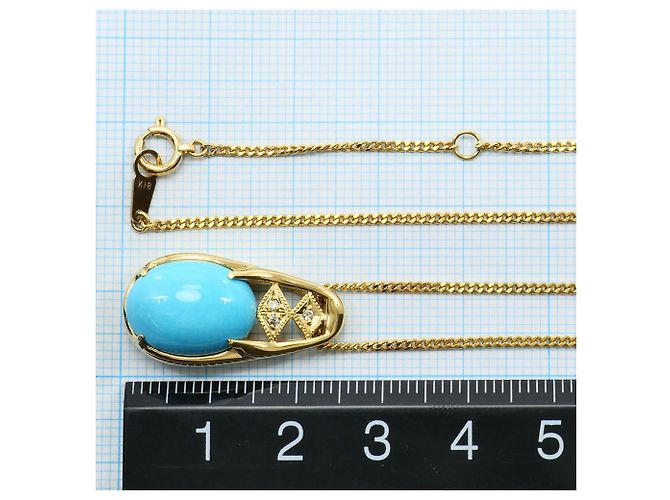 Autre Marque Collana in oro giallo 18K con turchese e diamante D'oro - vista 5