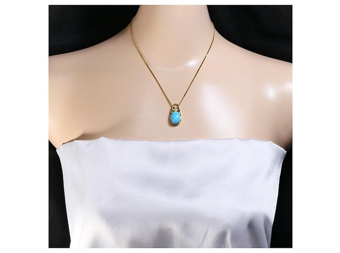 Autre Marque Collana in oro giallo 18K con turchese e diamante D'oro - vista 6
