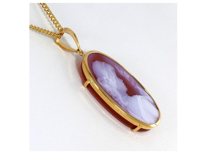 Autre Marque Collar de oro amarillo 18K con camafeo de piedra Dorado - vista 2