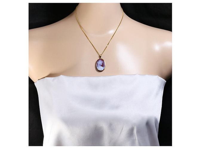 Autre Marque Collar de oro amarillo 18K con camafeo de piedra Dorado - vista 6