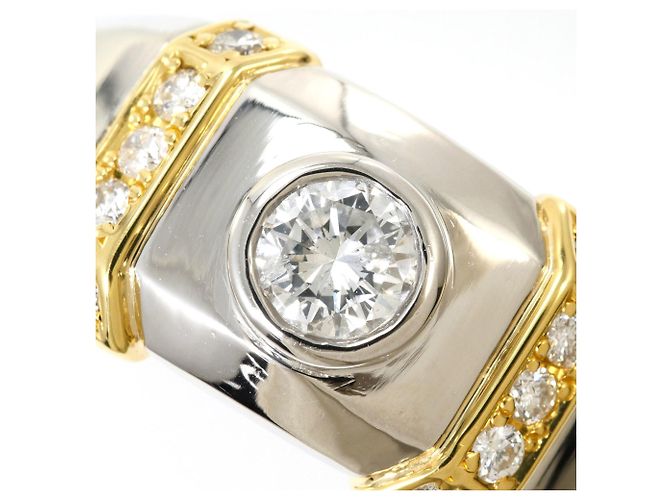 Autre Marque Ehering aus 18K Gelbgold und Platin mit Diamant Golden - Ansicht 2