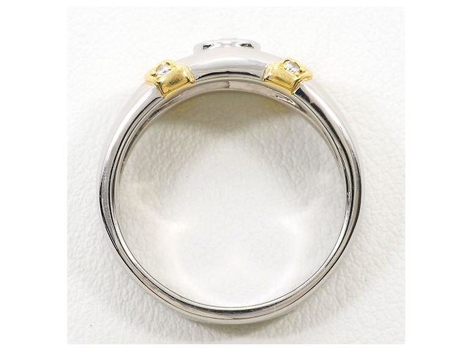 Autre Marque Ehering aus 18K Gelbgold und Platin mit Diamant Golden - Ansicht 3