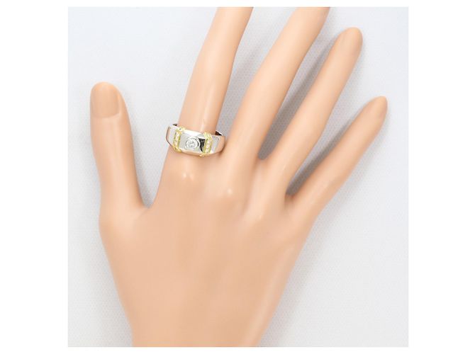 Autre Marque Ehering aus 18K Gelbgold und Platin mit Diamant Golden - Ansicht 7