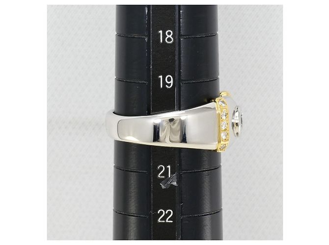 Autre Marque Ehering aus 18K Gelbgold und Platin mit Diamant Golden - Ansicht 8
