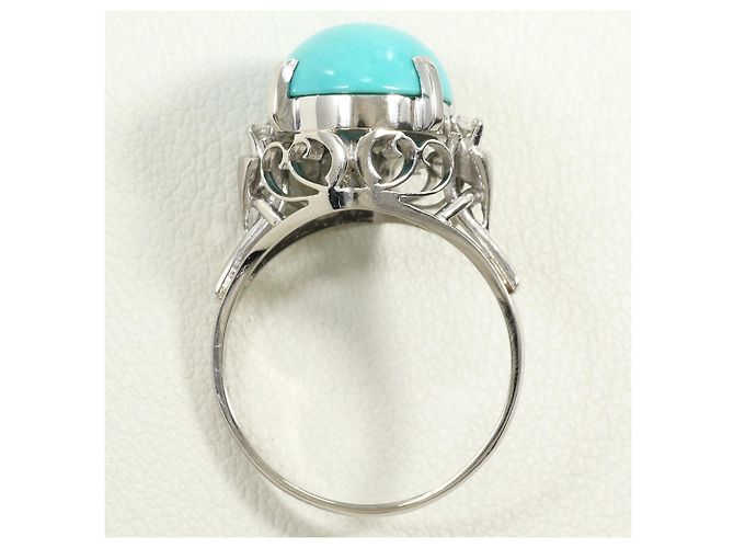 Autre Marque PT900 Platinbandring mit Türkis und Diamant - Ansicht 3