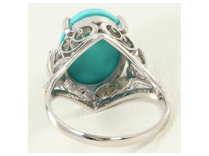 Autre Marque PT900 Platinbandring mit Türkis und Diamant - Ansicht 4
