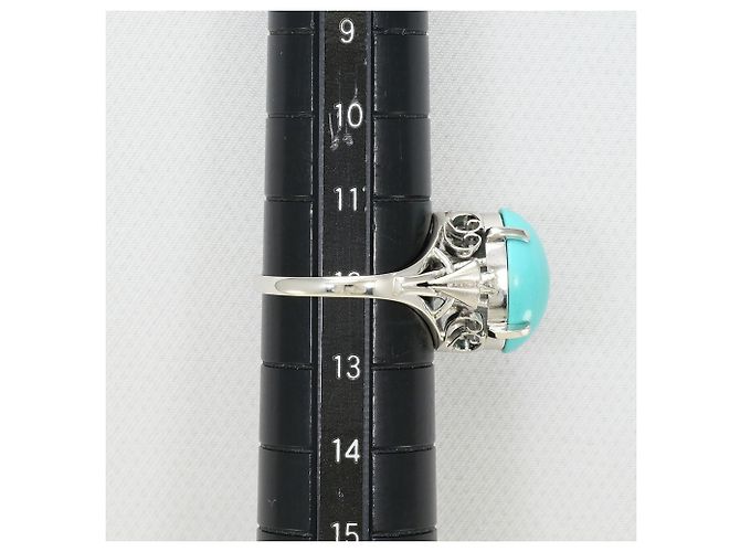 Autre Marque PT900 Platinbandring mit Türkis und Diamant - Ansicht 8