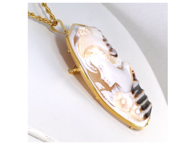 Autre Marque Collar de oro amarillo 18K con diseño de camafeo de concha Dorado - vista 2