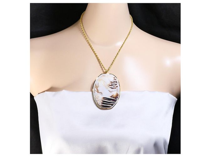 Autre Marque Collar de oro amarillo 18K con diseño de camafeo de concha Dorado - vista 6