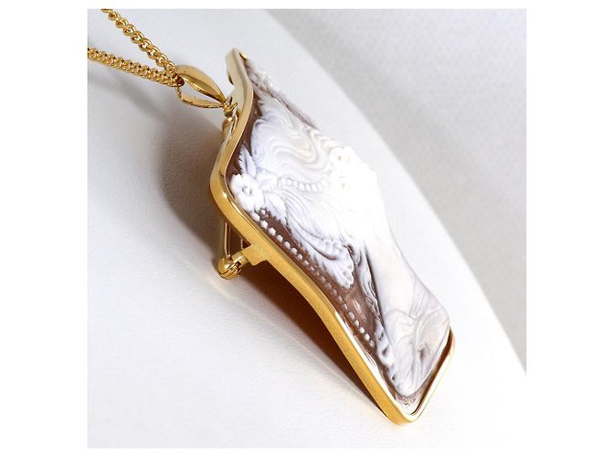 Autre Marque Collar de oro amarillo 18K con camafeo de concha Dorado - vista 2