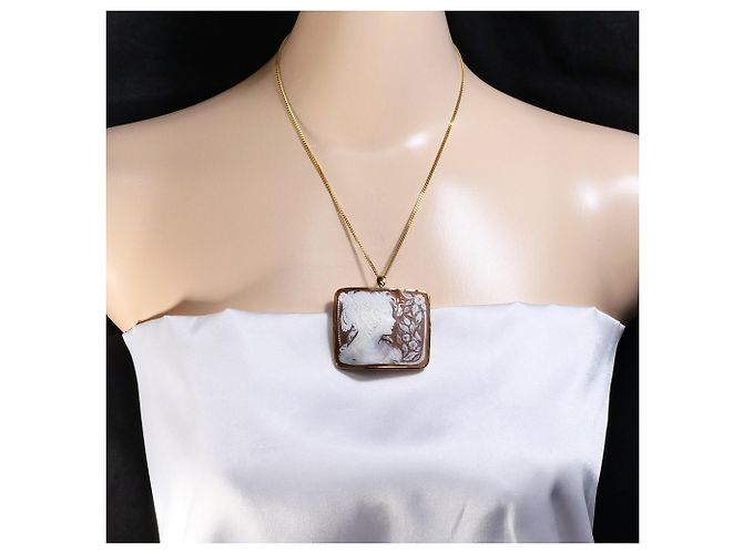Autre Marque Collar de oro amarillo 18K con camafeo de concha Dorado - vista 6