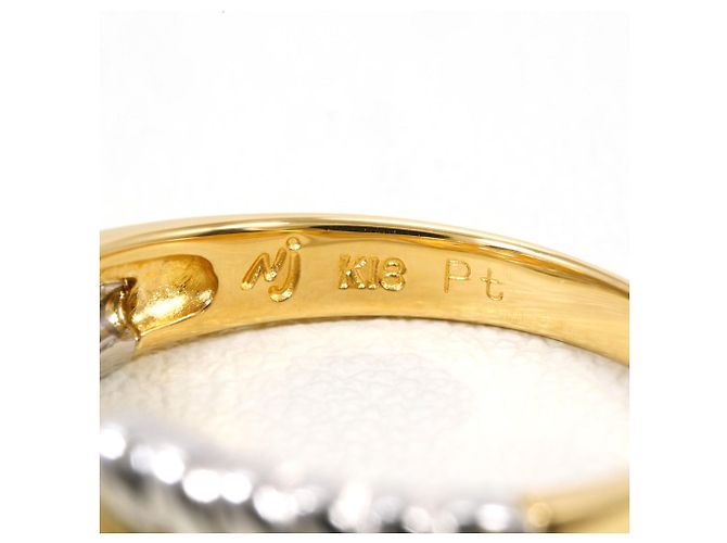 Autre Marque Ehering aus 18K Platin und Gelbgold mit Diamant Golden - Ansicht 5