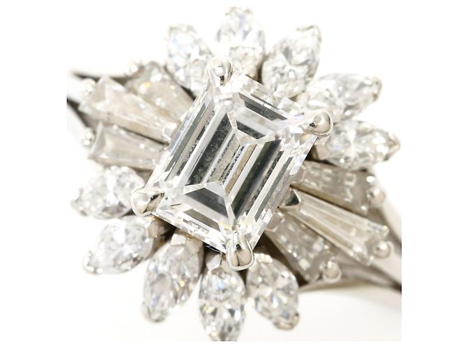 Autre Marque Platin-Ehering mit Diamanten - Ansicht 2