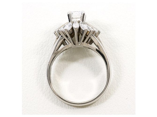 Autre Marque Platin-Ehering mit Diamanten - Ansicht 3