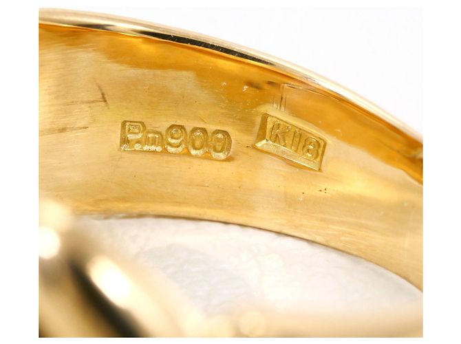 Autre Marque Anello fede in platino PT900 e oro giallo 18K con diamanti D'oro - vista 5