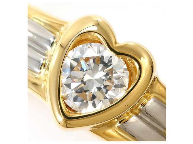 Autre Marque Anello fede in oro giallo 18K e platino con diamante D'oro - vista 2