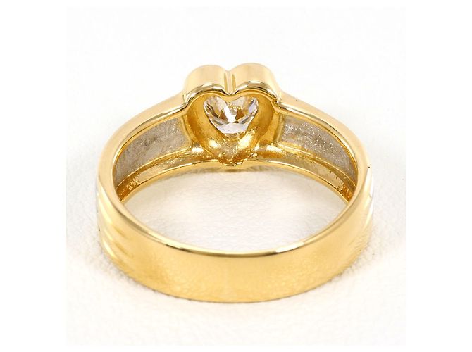 Autre Marque Anello fede in oro giallo 18K e platino con diamante D'oro - vista 4