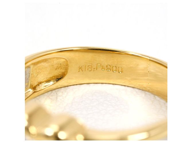 Autre Marque Anello fede in oro giallo 18K e platino con diamante D'oro - vista 5