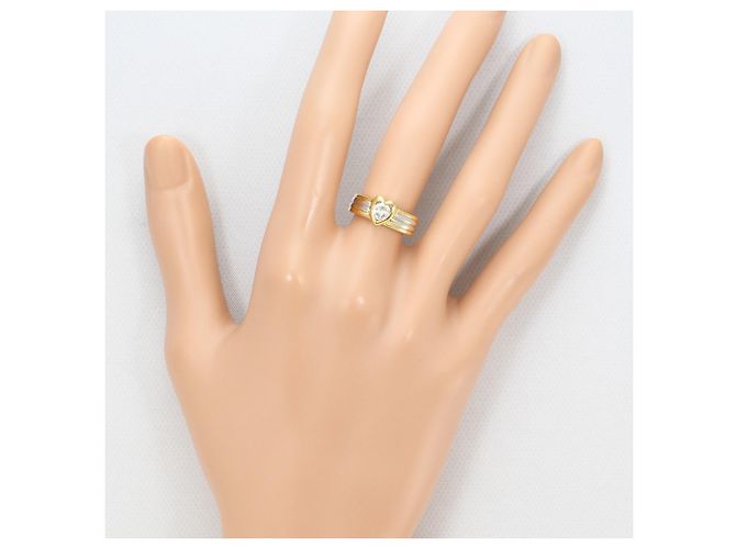 Autre Marque Anello fede in oro giallo 18K e platino con diamante D'oro - vista 7