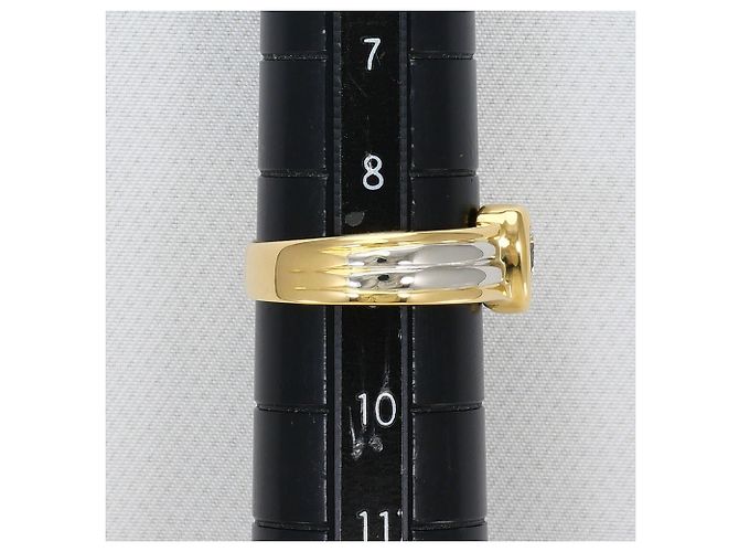 Autre Marque Anello fede in oro giallo 18K e platino con diamante D'oro - vista 8
