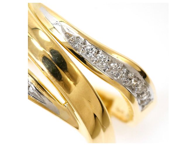 Autre Marque Ehering aus 18K Gelbgold und Platin mit Diamant Golden - Ansicht 2