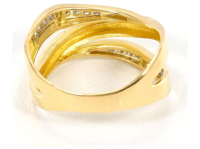 Autre Marque Ehering aus 18K Gelbgold und Platin mit Diamant Golden - Ansicht 4