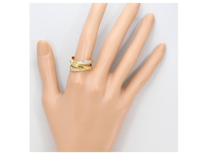 Autre Marque Ehering aus 18K Gelbgold und Platin mit Diamant Golden - Ansicht 7