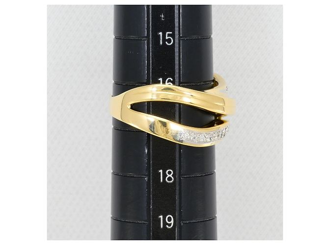 Autre Marque Ehering aus 18K Gelbgold und Platin mit Diamant Golden - Ansicht 8