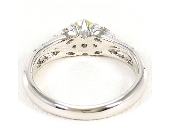 Autre Marque Platin 900 Bandring mit gelbem Diamanten - Ansicht 4