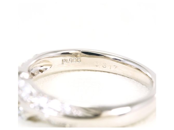 Autre Marque Platin 900 Bandring mit gelbem Diamanten - Ansicht 5