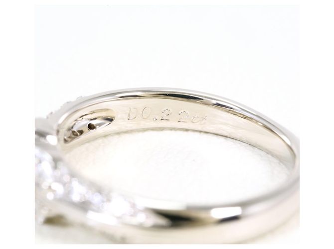 Autre Marque Platin 900 Bandring mit gelbem Diamanten - Ansicht 6