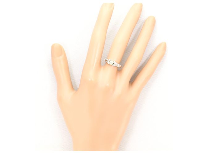 Autre Marque Platin 900 Bandring mit gelbem Diamanten - Ansicht 7
