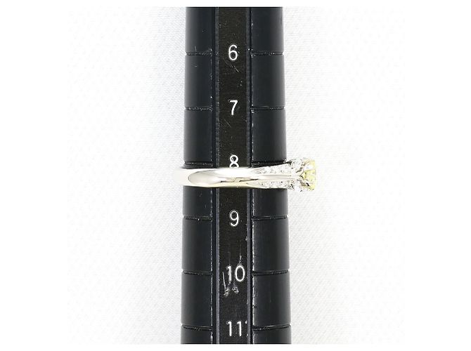 Autre Marque Platin 900 Bandring mit gelbem Diamanten - Ansicht 8