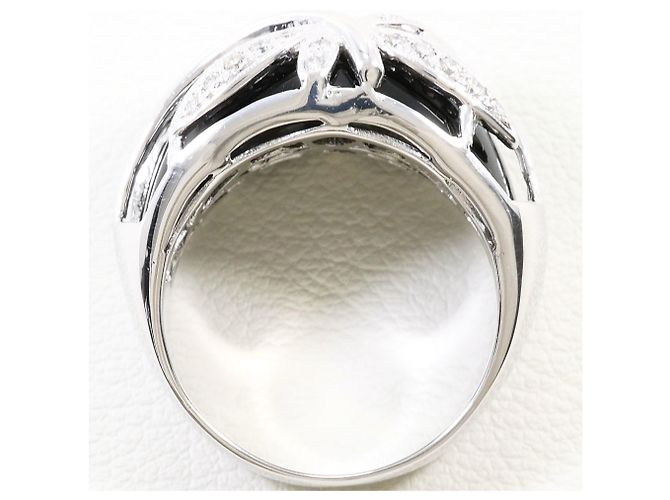 Autre Marque Anello a fascia in oro bianco 18K e onice con diamanti Nero D'oro - vista 3