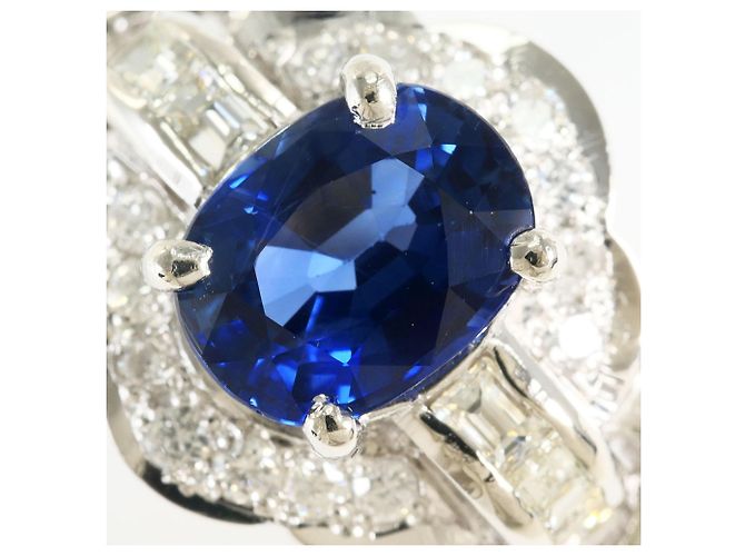 Autre Marque Platin-Bandring mit Saphir und Diamant - Ansicht 2