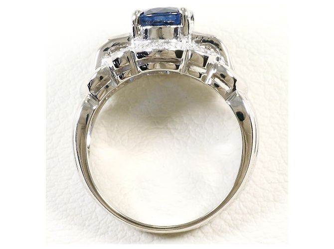 Autre Marque Platin-Bandring mit Saphir und Diamant - Ansicht 3