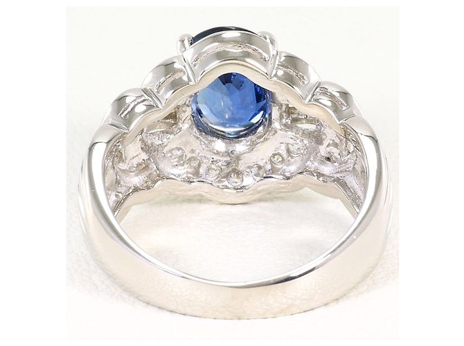 Autre Marque Platin-Bandring mit Saphir und Diamant - Ansicht 4