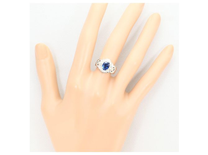 Autre Marque Platin-Bandring mit Saphir und Diamant - Ansicht 7