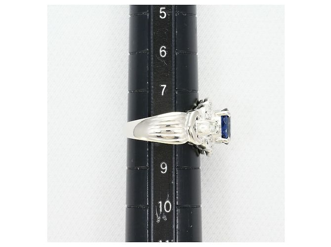Autre Marque Platin-Bandring mit Saphir und Diamant - Ansicht 8