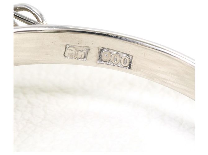 Autre Marque Platinbandring mit Diamant und Jade - Ansicht 5