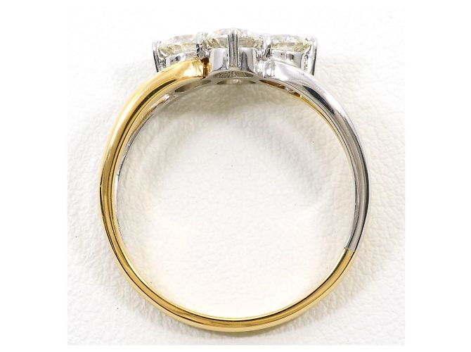 Autre Marque Ehering aus 18K Gelbgold und Platin mit Diamant Golden - Ansicht 3