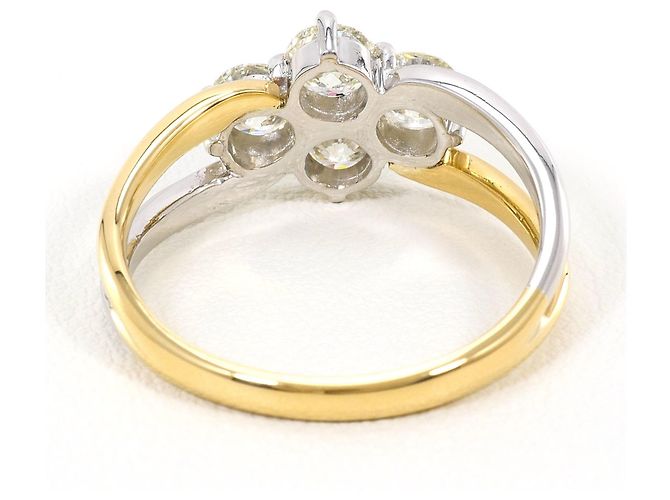 Autre Marque Ehering aus 18K Gelbgold und Platin mit Diamant Golden - Ansicht 4